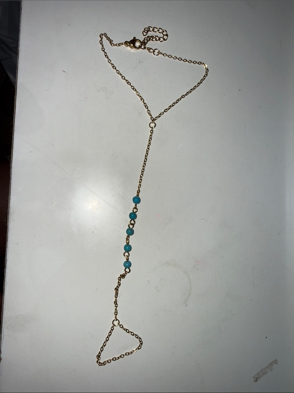 Delicate Gold Hand Chain with Turquoise Beads